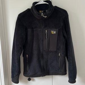 Women’s black mountain hardware fleece zip up, size medium.